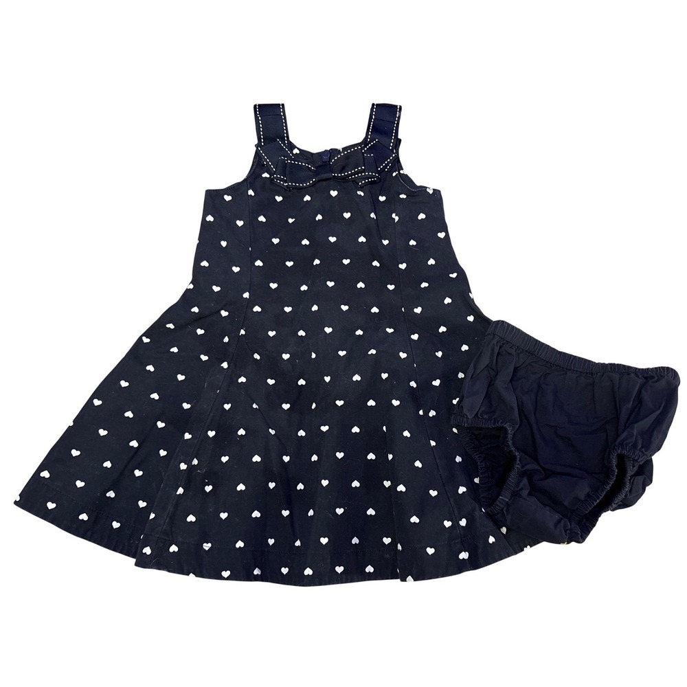 Gymboree Girls Navy Heart Print Dress Bloomer Set 12-18 Months